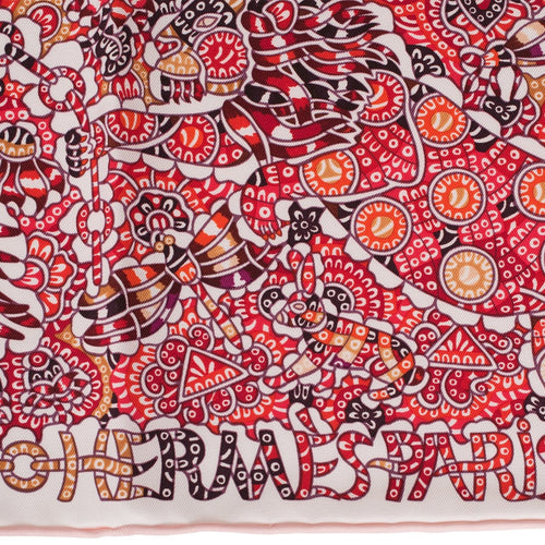 Hermes "La Legende de la Foret" Red Silk Twill Scarf 90cm NO RESERVE!