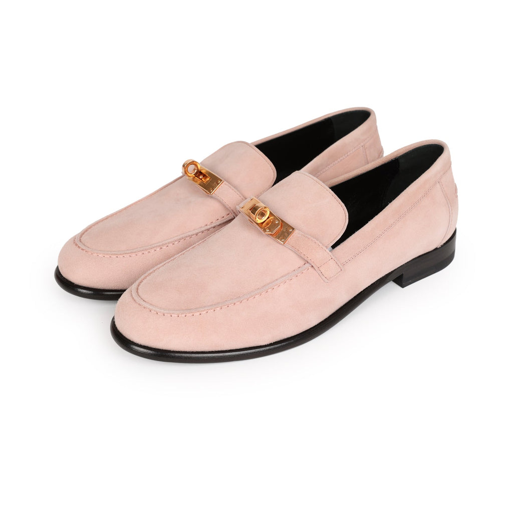 Hermes Destin Loafer Rose Aube Suede Rose Gold Hardware 38 EU Hermes Destin Loafer Rose Aube Suede Rose Gold Hardware 38 EU