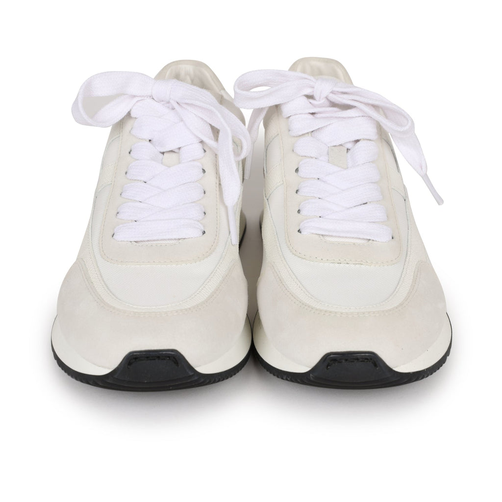 Hermes Boomerang Sneakers White/Gris Perle Epsom/Suede/Canvas 38