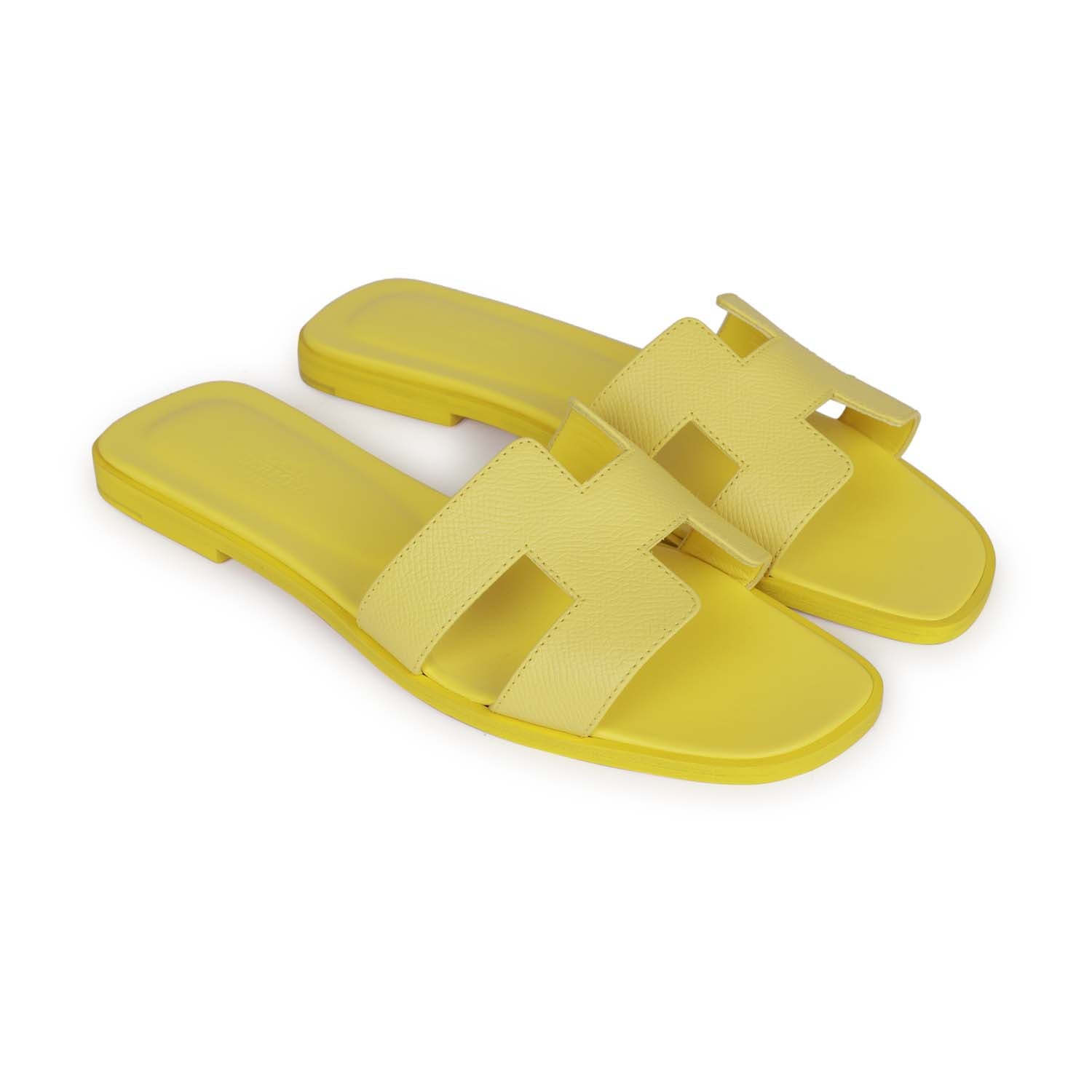 Hermes Oran Sandals Lime Epsom 38 Madison Avenue Couture