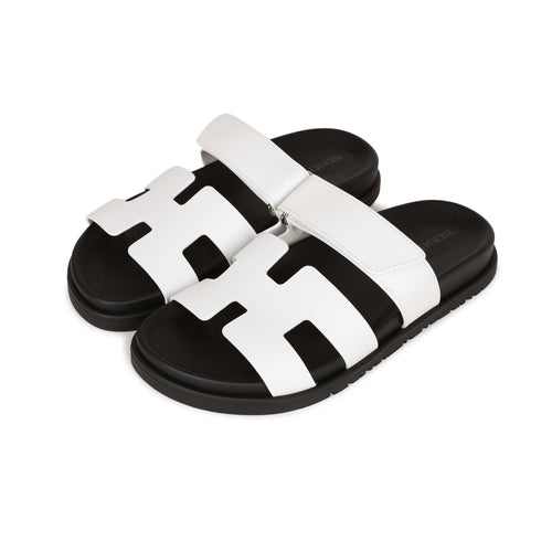 Hermes Chypre Sandals White Calfskin 36.5