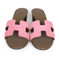 Hermes Oasis Sandals Rose Suede 36.5 EU