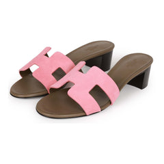 Hermes Oasis Sandals Rose Suede 36.5 EU