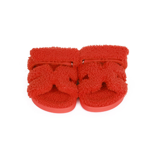 Hermes Chypre Techno Sandals Orange Woolskin 37.5 EU