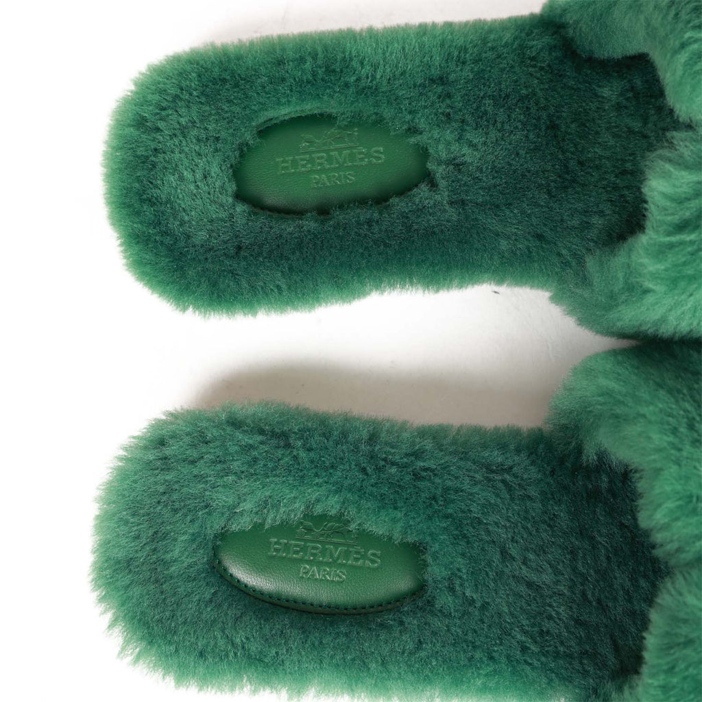 Hermes Oran Sandals Vert Anglais Woolskin 38.5 – Madison Avenue