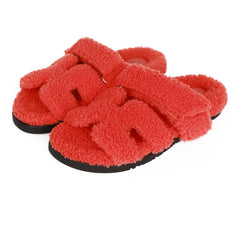 Hermes Chypre Techno Sandals Orange Woolskin 37.5 EU