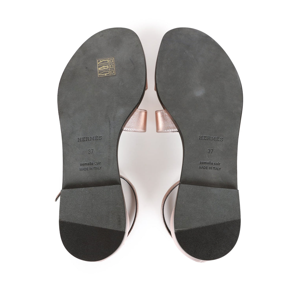 Hermes Santorini Sandals Metallic Pink 37