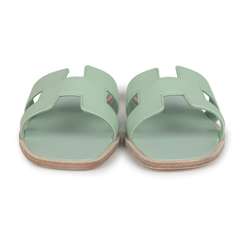 Hermes Oran Sandals Vert Jade Epsom 39.5 EU
