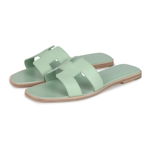 Hermes Oran Sandals Vert Jade Epsom 39.5 EU