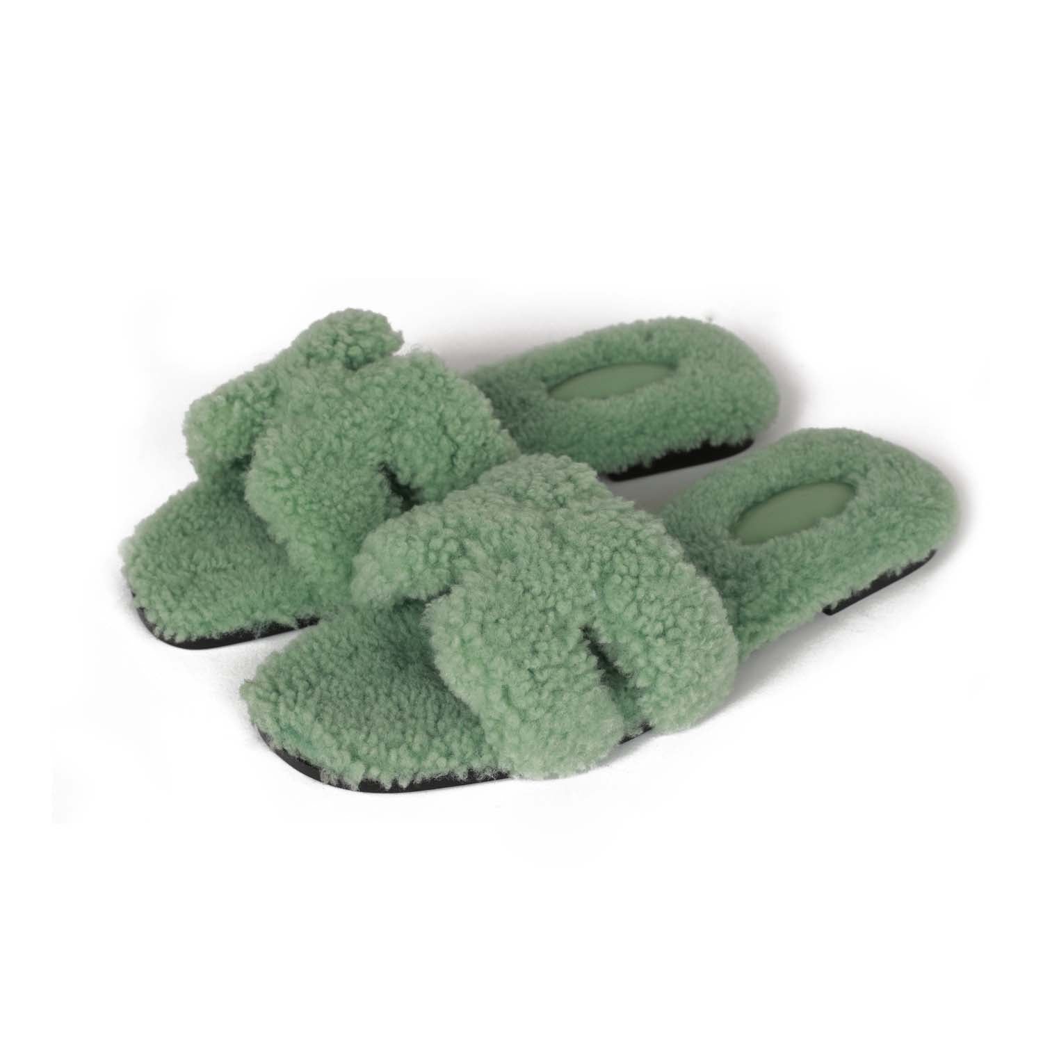 0RAN SHEARLING SANDALS JADE GREEN main image 1