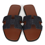 Hermes Oran Sandals Bleu Brut Denim 38 EU