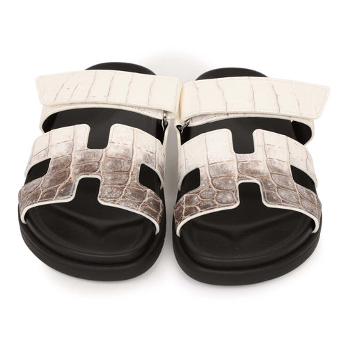 Hermes Chypre Sandals Himalaya Matte Crocodile Palladium Hardware 38 EU