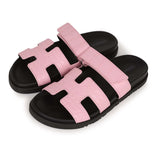 Hermes Chypre Techno Sandals Pink Matte Alligator Palladium Hardware 38 EU