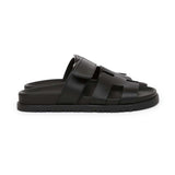 Hermes Chypre Techno Sandals Black Calfskin Palladium Hardware 35 EU