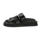 Hermes Chypre Techno Sandals Black Calfskin Palladium Hardware 35 EU