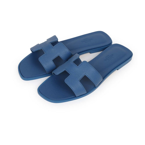 Hermes Oran Sandal Bleu Bleuet Epsom 38 EU