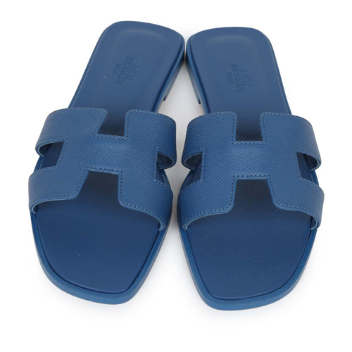 Hermes Oran Sandal Bleu Bleuet Epsom 38 EU