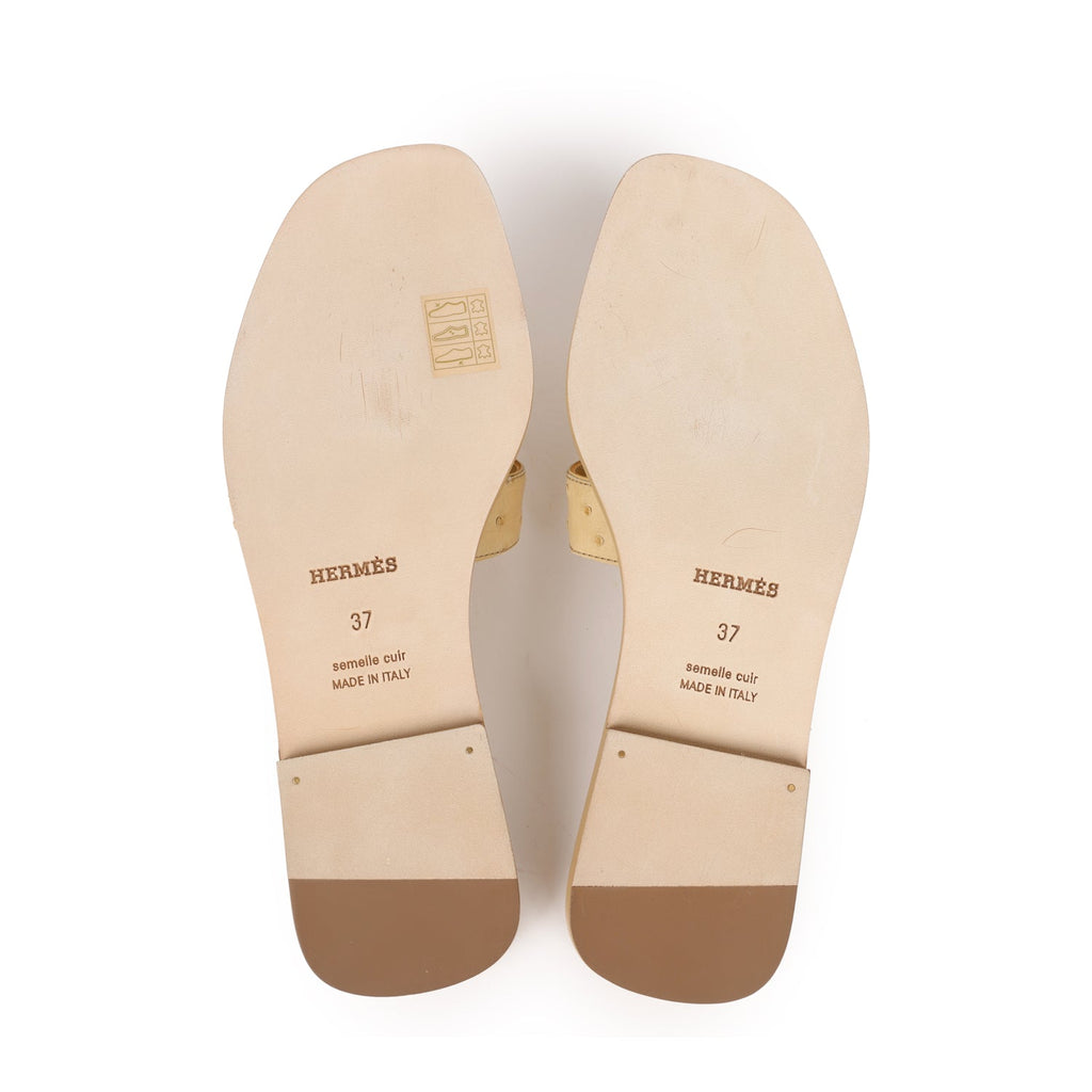 Hermes Oran Sandals Jaune Curcuma Ostrich 37 – Madison Avenue Couture