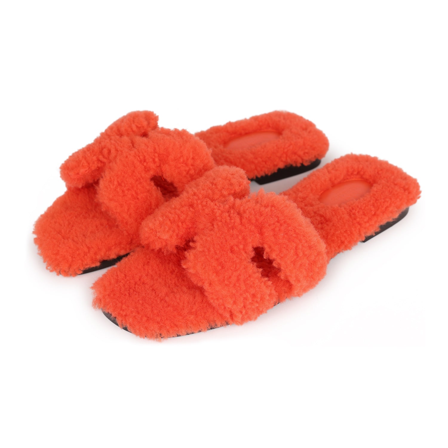 ORAN SHEARLING SANDALS NEON ORANGE