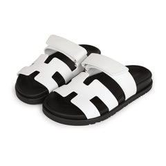 Hermes Chypre Sandals White Palladium Hardware 35.5 EU