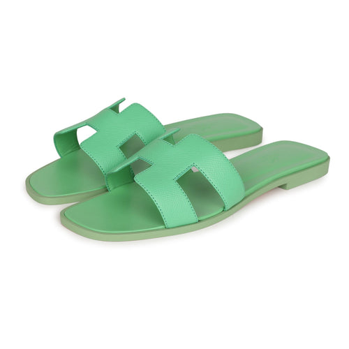 Hermes Oran Sandal Vert Promme Epsom 39 EU