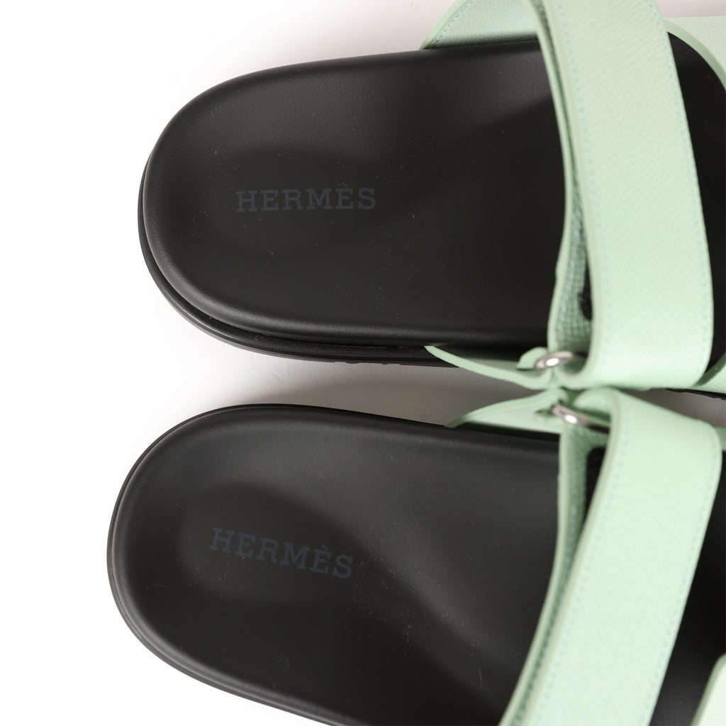 Hermes Chypre Sandal Vert Jade Epsom Palladium Hardware 35 EU