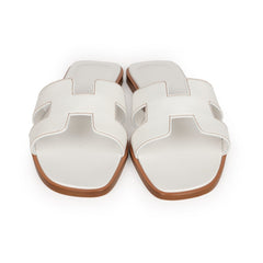 Hermes Oran Sandals White Box Calfskin 37 EU