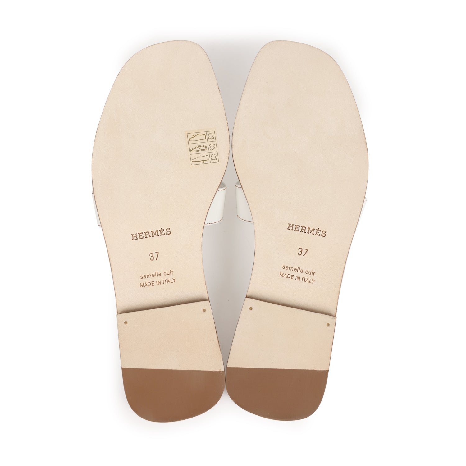 HERMES Oran leather H motif flat Sandals Mule pink 37 1/2
