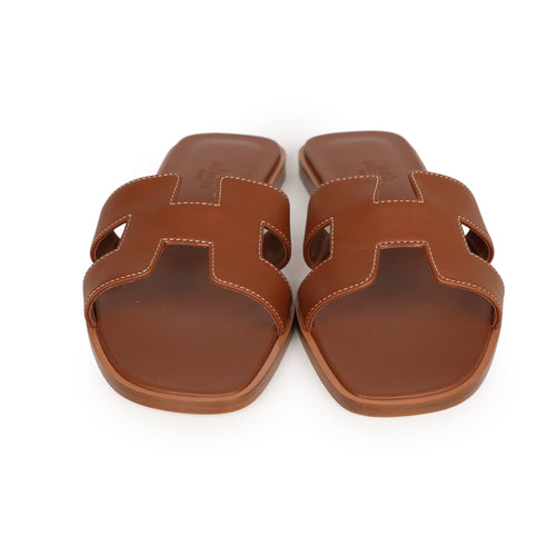 Hermes Oran Sandals Gold Box Calfskin 37.5 EU