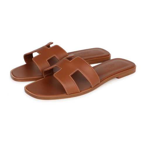 Hermes Oran Sandals Gold Box Calfskin 37.5 EU