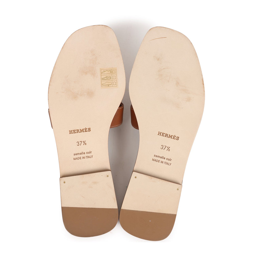 Hermes Oran Sandals Gold Box Calfskin 37.5 EU