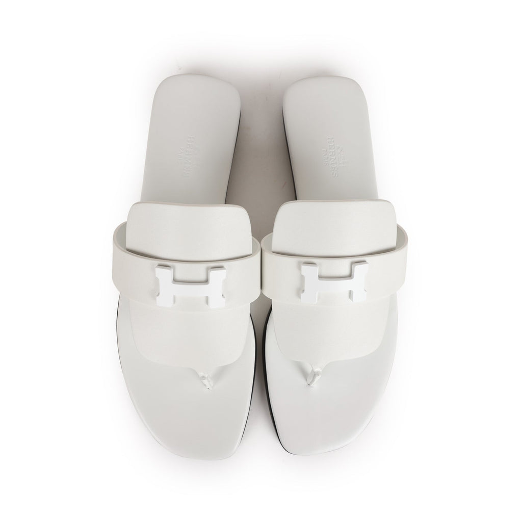 Hermes Galerie Sandals White Calfskin 41 EU