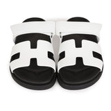 Hermes Chypre Sandals White Calfskin Palladium Hardware 37.5 EU