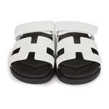 Hermes Chypre Sandals White Calfskin Palladium Hardware 38 EU