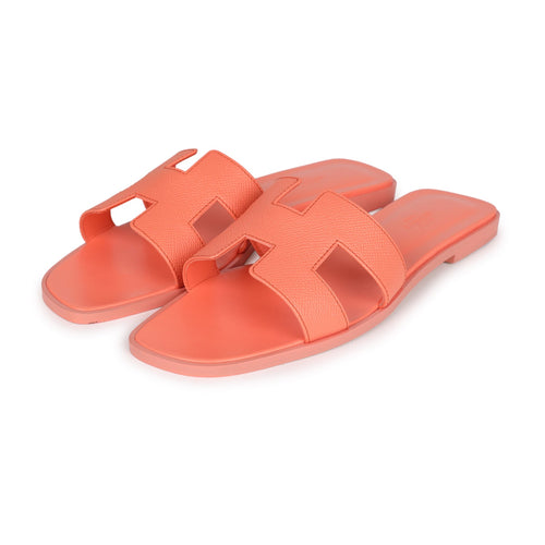 Hermes Oran Sandals Orange Joey Epsom 39.5 EU