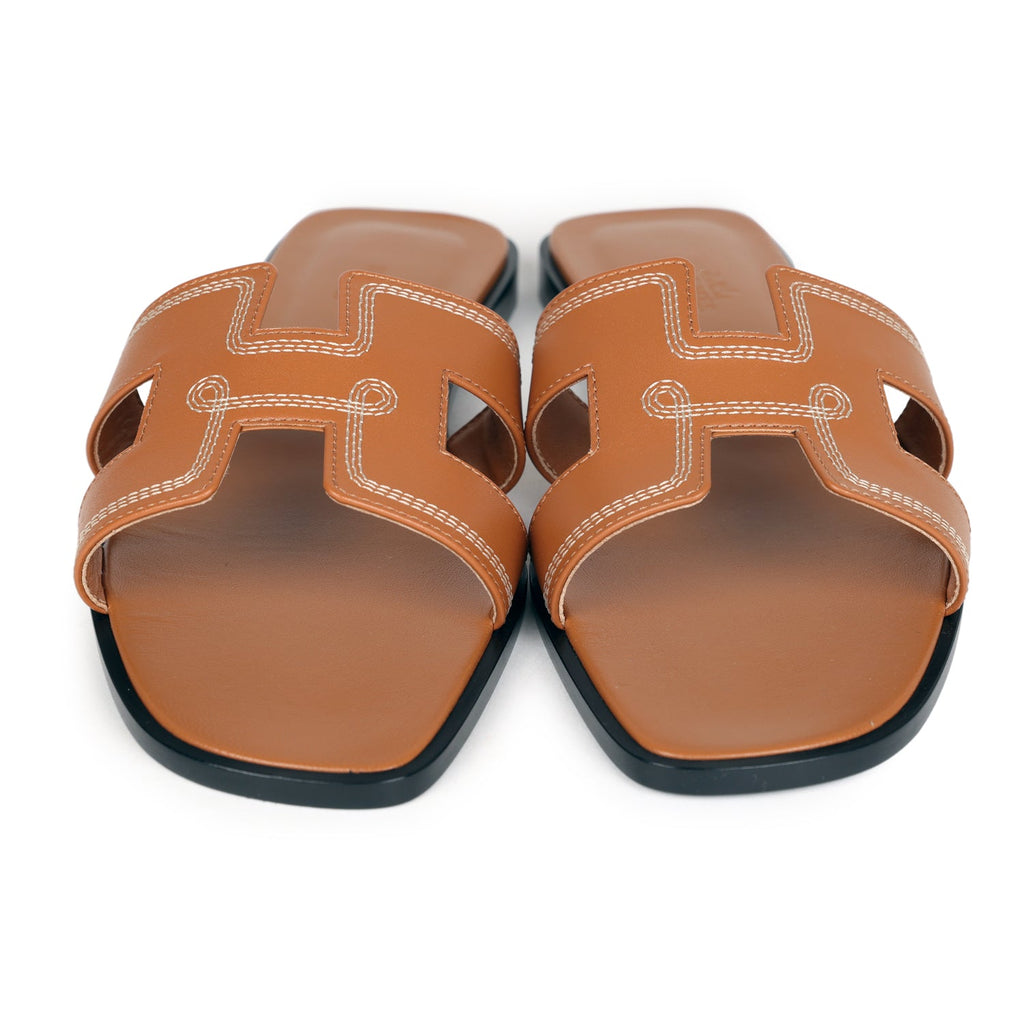 Hermes Oran Sandals Natural Veau Brode 39.5 EU