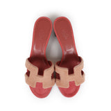 Hermes Oasis Sandals Rouge Blush Fur 38.5