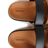Hermes Chypre Sandals Black and Natural Calfskin Palladium Hardware 40.5 EU