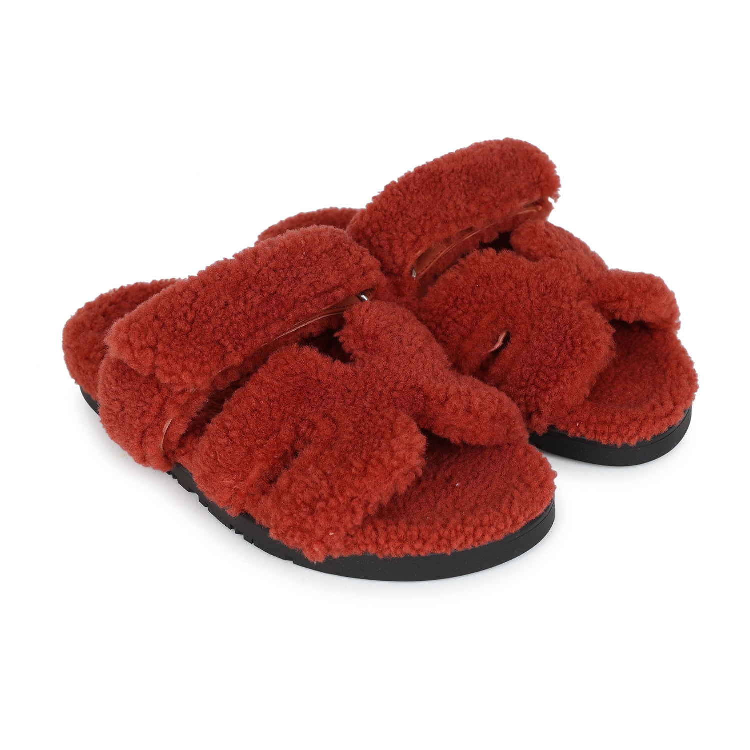 Chrype Rouge Hermes Chypre Techno Sandals Rouge de Turin Woolskin 37.5
