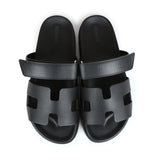 Hermes Chypre Sandals Black Calfskin 39