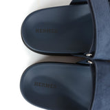 Hermes Chypre Techno Sandals Bleu Celeste Suede 38 EU Palladium Hardware
