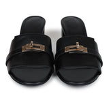 Hermes Gigi 50 Sandals 37.5 EU Black Calfskin Permabrass Hardware