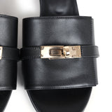 Hermes Gigi 50 Sandals 37.5 EU Black Calfskin Permabrass Hardware