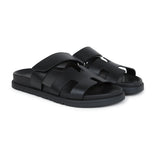 Hermes Chypre Techno Sandals Black Calfskin Palladium Hardware 36.5 EU