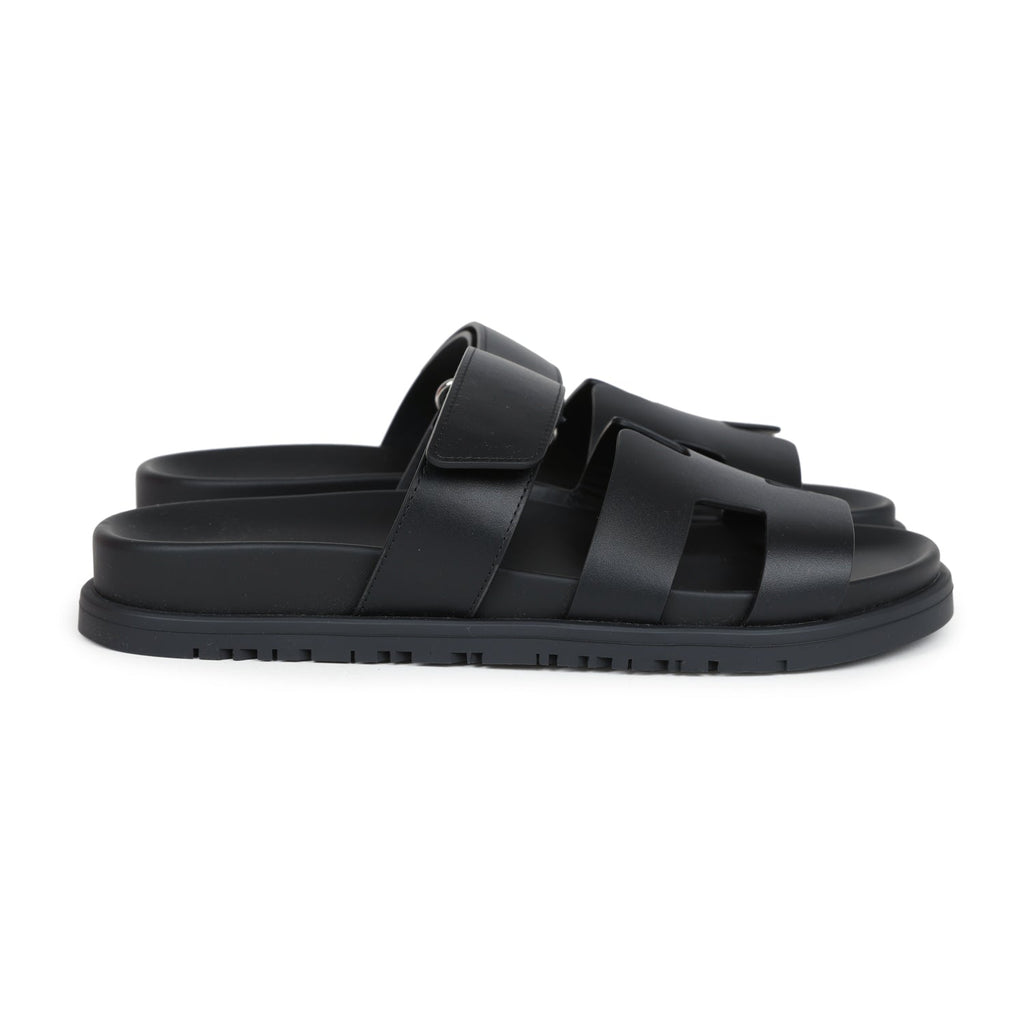 Hermes Chypre Techno Sandals Black Calfskin Palladium Hardware 36.5 EU ...