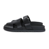 Hermes Chypre Techno Sandals Black Calfskin Palladium Hardware 36.5 EU