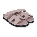 Hermes Chypre Techno Sandals Rose Porcelaine Suede Palladium Hardware 40 EU