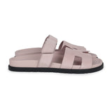 Hermes Chypre Techno Sandals Rose Porcelaine Suede Palladium Hardware 40 EU