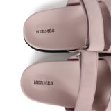 Hermes Chypre Techno Sandals Rose Porcelaine Suede Palladium Hardware 40 EU