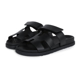 Hermes Chypre Techno Sandals Black Calfskin Palladium Hardware 37 EU